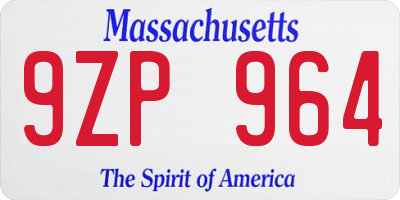 MA license plate 9ZP964