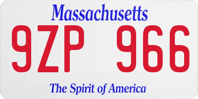 MA license plate 9ZP966
