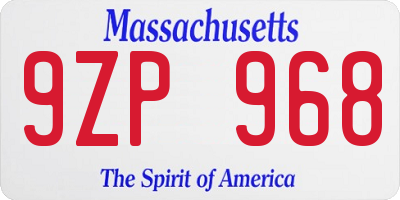 MA license plate 9ZP968