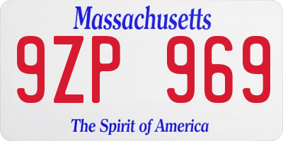 MA license plate 9ZP969