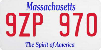 MA license plate 9ZP970