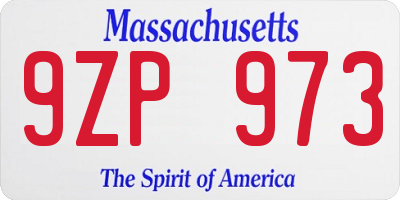 MA license plate 9ZP973
