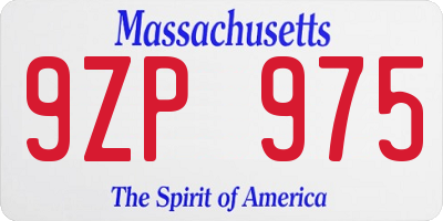 MA license plate 9ZP975