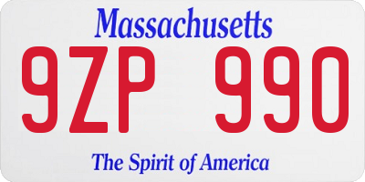 MA license plate 9ZP990