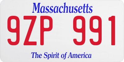 MA license plate 9ZP991