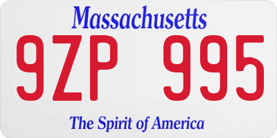 MA license plate 9ZP995