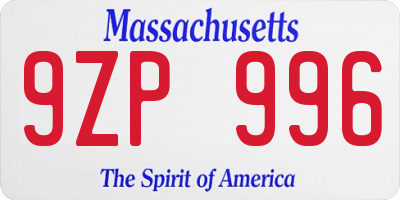 MA license plate 9ZP996