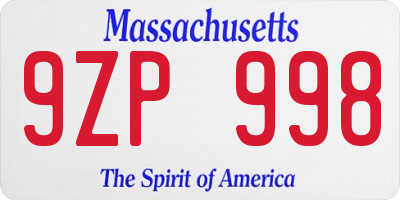 MA license plate 9ZP998