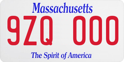MA license plate 9ZQ000