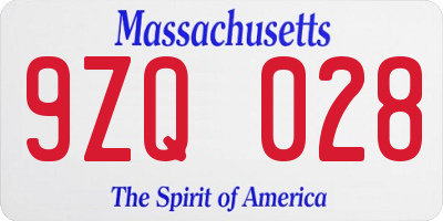 MA license plate 9ZQ028