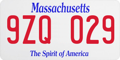MA license plate 9ZQ029