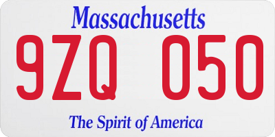 MA license plate 9ZQ050