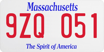 MA license plate 9ZQ051