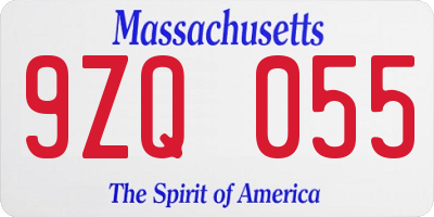 MA license plate 9ZQ055