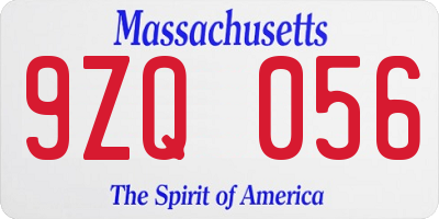 MA license plate 9ZQ056