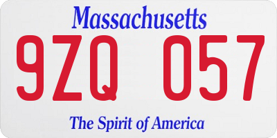 MA license plate 9ZQ057