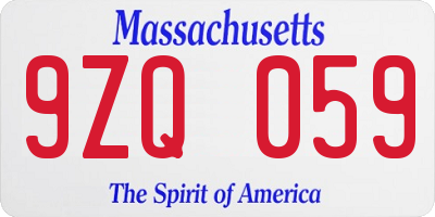 MA license plate 9ZQ059