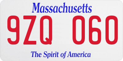MA license plate 9ZQ060