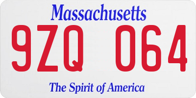 MA license plate 9ZQ064