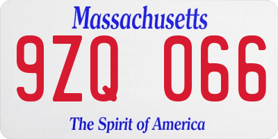 MA license plate 9ZQ066