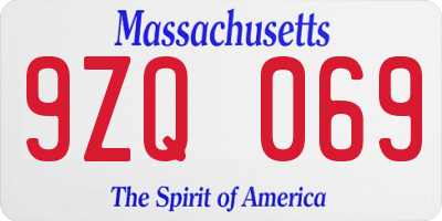 MA license plate 9ZQ069