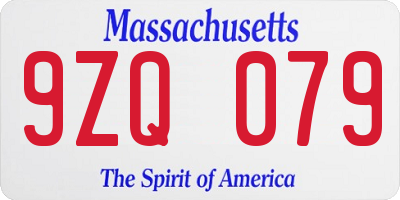 MA license plate 9ZQ079