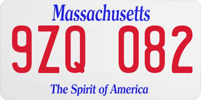 MA license plate 9ZQ082