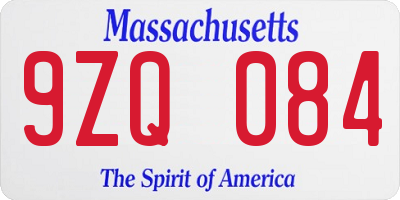 MA license plate 9ZQ084