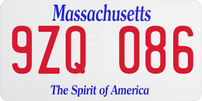 MA license plate 9ZQ086