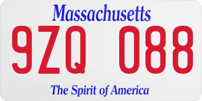 MA license plate 9ZQ088