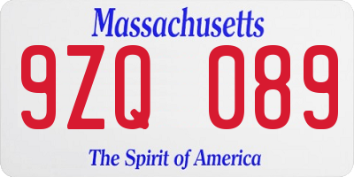 MA license plate 9ZQ089