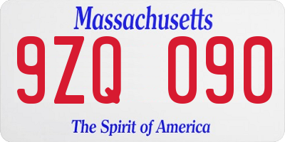 MA license plate 9ZQ090