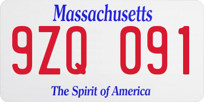 MA license plate 9ZQ091