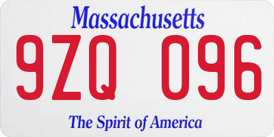 MA license plate 9ZQ096