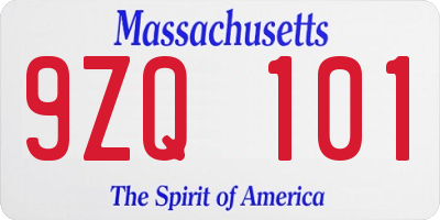 MA license plate 9ZQ101