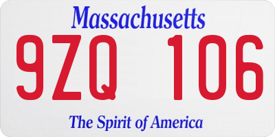 MA license plate 9ZQ106