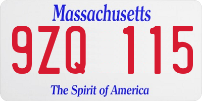 MA license plate 9ZQ115