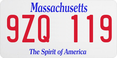 MA license plate 9ZQ119