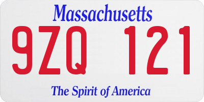 MA license plate 9ZQ121