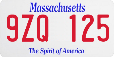 MA license plate 9ZQ125