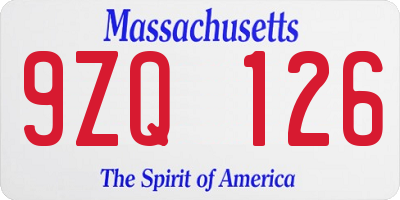 MA license plate 9ZQ126