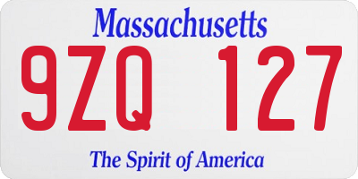 MA license plate 9ZQ127