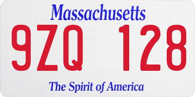 MA license plate 9ZQ128