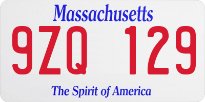 MA license plate 9ZQ129