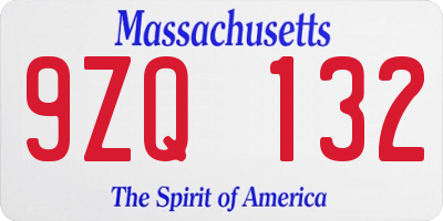 MA license plate 9ZQ132