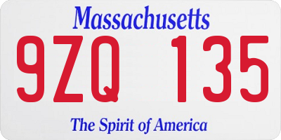 MA license plate 9ZQ135