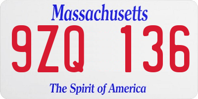 MA license plate 9ZQ136