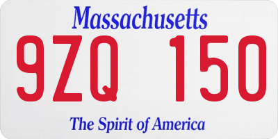 MA license plate 9ZQ150