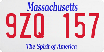 MA license plate 9ZQ157