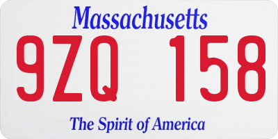 MA license plate 9ZQ158